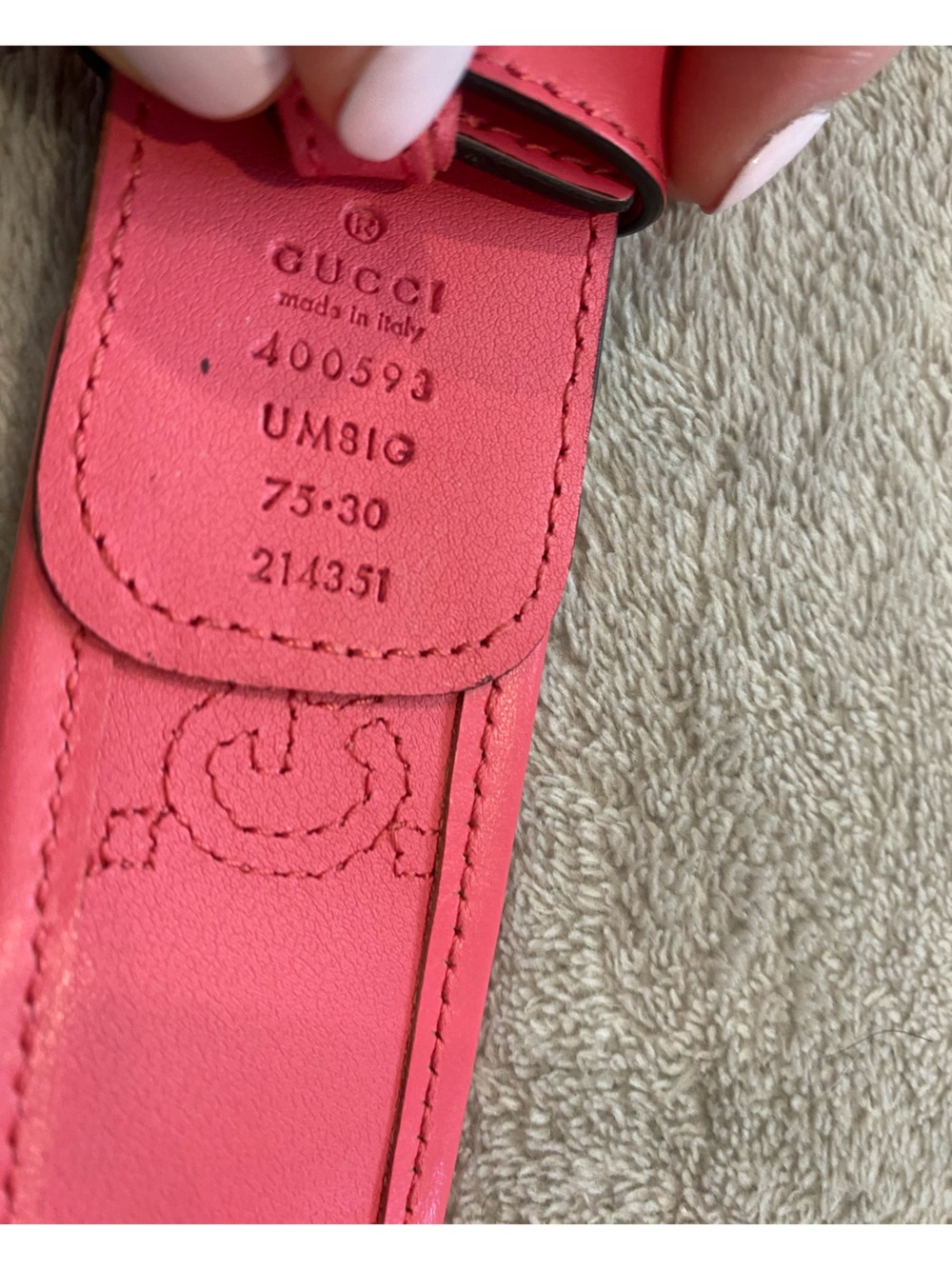 Gucci Pink Leather Belt with Gold Double G Buckle - Picture 2 of 3